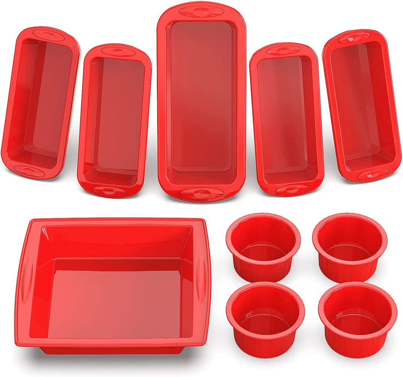 5-Piece Silicone Baking Pans Sets Nonstick - SILIVO Silicone Bakeware Set with Bread Loaf Pan, Muffin Pan, Square/Round Cake Pan - Oven & Dishwasher Safe Home & Garden > Kitchen & Dining > Cookware & Bakeware SILIVO 10 Pack  