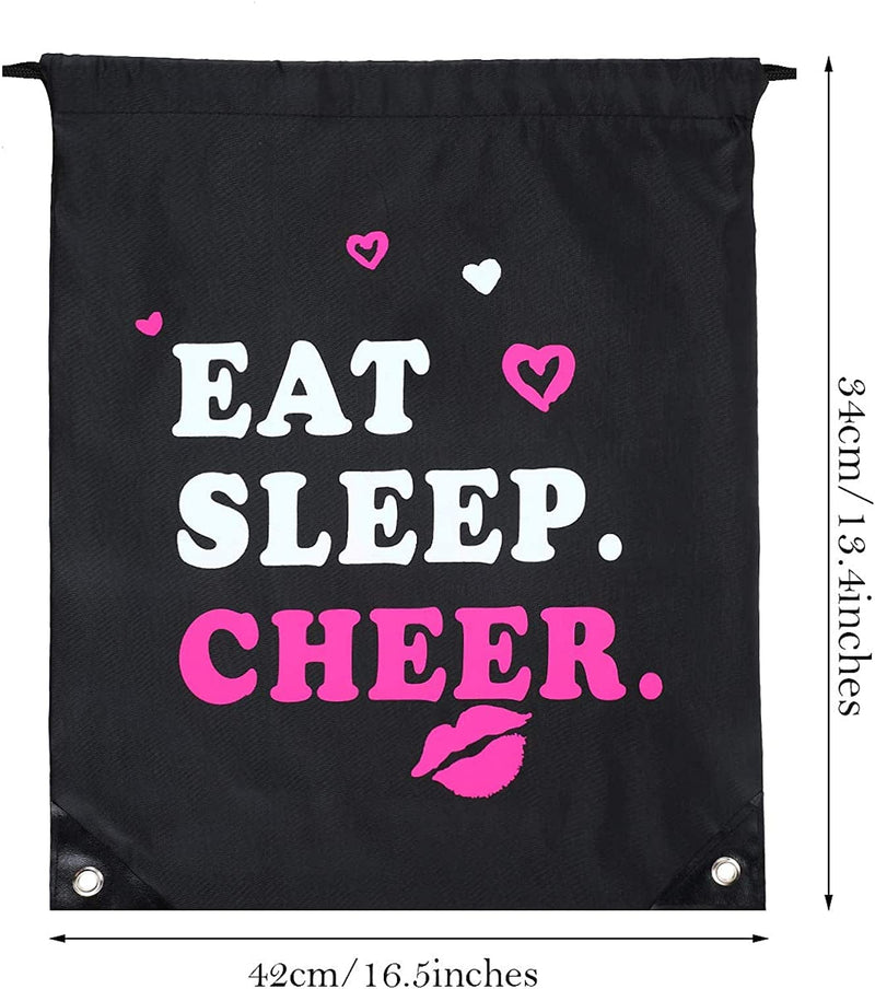 5 Pieces Cheerleading Drawstring Gym Bag Cheer Black Drawstring Bag Eat Sleep Cheer Drawstring Bag for Youth Sports Gift, 13.4 X 16.9 Inch Home & Garden > Household Supplies > Storage & Organization Boao   