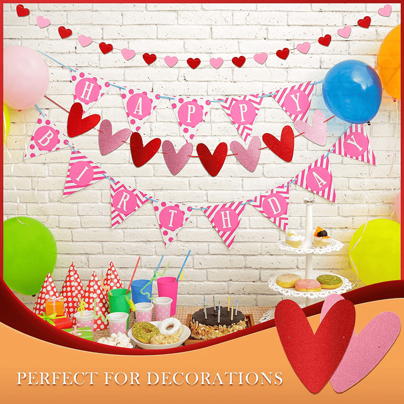 5 Pieces Glittery Valentines Banner Red Glittery Heart Garland Banner Bunting Banners Strings in 2 Styles Happy Valentine'S Day Decorations for Wedding Engagement Party Home Supplies Home & Garden > Decor > Seasonal & Holiday Decorations Tatuo   
