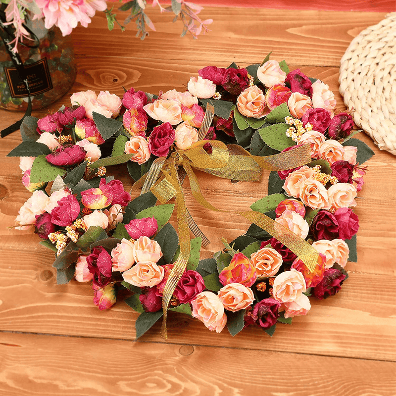 5 Pieces Heart Shaped Wire Wreath Frame Christmas Floral Heart Wreath Flower Heart Shaped Wreath Frame Xmas Metal Wreath Frame for Christmas Home Door Decoration, Green Home & Garden > Decor > Seasonal & Holiday Decorations Hotop   