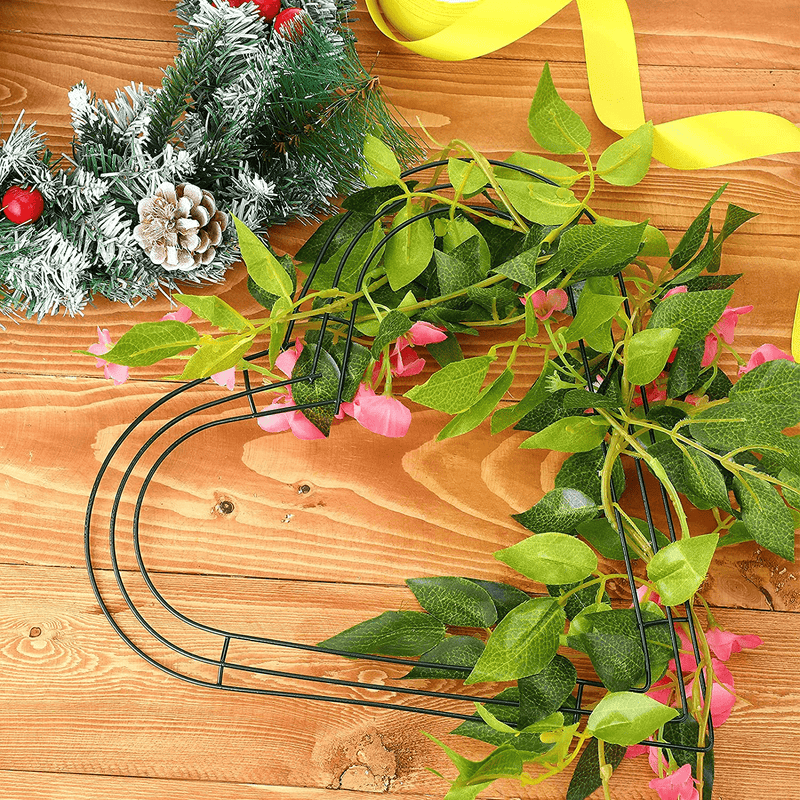 5 Pieces Heart Shaped Wire Wreath Frame Christmas Floral Heart Wreath Flower Heart Shaped Wreath Frame Xmas Metal Wreath Frame for Christmas Home Door Decoration, Green Home & Garden > Decor > Seasonal & Holiday Decorations Hotop   