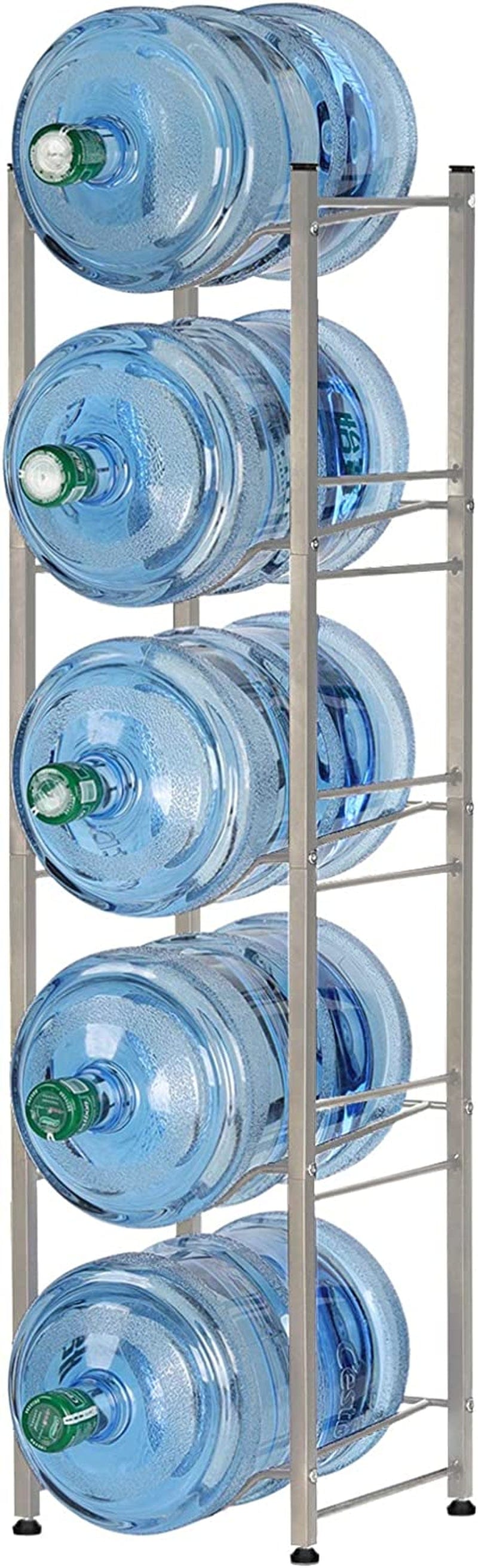 5-Tier Water Bottle Holder Cooler Jug Rack, 5 Gallon Water Bottle Storage Rack Detachable Heavy Duty Chrome Water Bottle Cabby Rack Caddy Carrier with Holder Home & Garden > Decor > Decorative Jars RZChome   