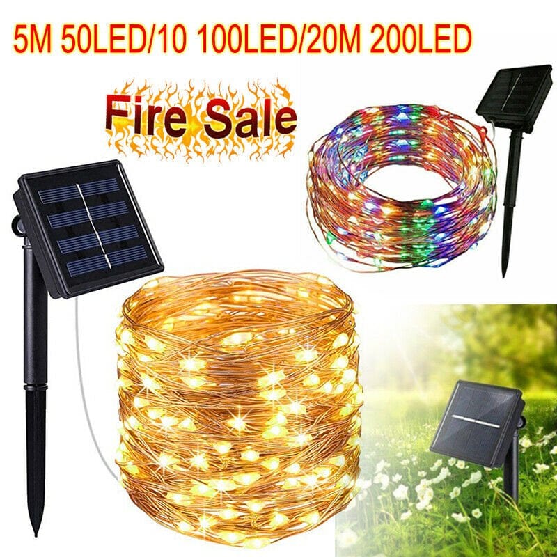 50-200 Led Solar Power Fairy Light String Lamp Party Xmas Deco Garden Outdoor Home & Garden > Decor > Seasonal & Holiday Decorations Power By Wear 5M Colorful 