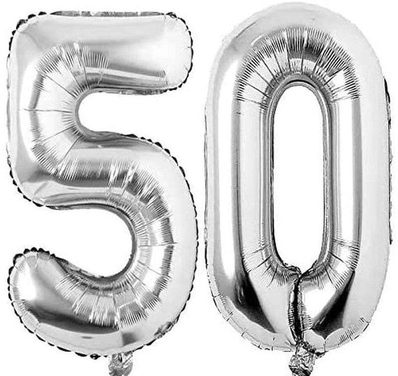 50 Number Balloons Silver 50 Years Old Big Large Giant Jumbo Foil Mylar Number Balloons for Women Men Party Supplies 50 Anniversary Events Decorations Balloon Arts & Entertainment > Party & Celebration > Party Supplies Home Décor   