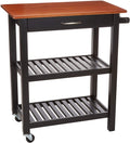 Kitchen Island Cart with Storage, Solid Wood Top and Wheels - Gray-Wash / Black Home & Garden > Linens & Bedding > Bedding KOL DEALS Cherry and Black  