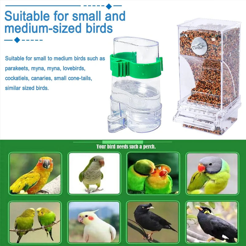 Hamiledyi No Mess Bird Feeders Automatic Parrot Feeder Drinker Acrylic Seed Food Container Parakeet Water Dispenser Cage Accessories for Lovebirds Budgies Canary Finch Animals & Pet Supplies > Pet Supplies > Bird Supplies > Bird Cage Accessories > Bird Cage Food & Water Dishes Hamiledyi   