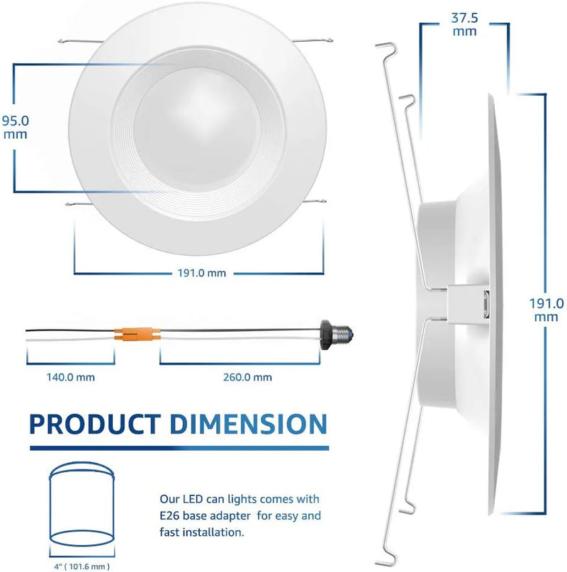 Heybright HB-BT-5/6IN-6PK-3000K 6 Pack 5/6 Inch Dimmable LED Downlight, Baffle Trim 650 LM, Damp Rated, Simple Retrofit Installation UL Listed (3000K) Recessed Lights, 6 PK, 3000 K Home & Garden > Lighting > Flood & Spot Lights HANGZHOU HEYBRIGHT LIFESTYLE CO.,LTD   