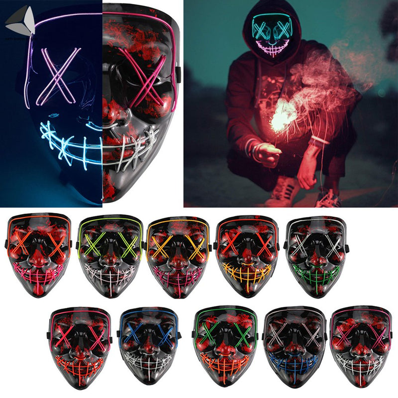Sixtyshades Halloween Scary Mask Double Colors Led Mask EL Wire Light up Mask for Halloween Cosplay Costume Party (Orange + Green) Apparel & Accessories > Costumes & Accessories > Masks Sixtyshades of Grey Red + Yellow  