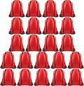 FEPITO 22 Pack Drawstring Bags String Backpack Bulk School Backpack Bag Sack Cinch Bag Sport Bags for Gym Traveling (Red) Home & Garden > Household Supplies > Storage & Organization FEPITO Red  