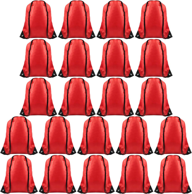 FEPITO 22 Pack Drawstring Bags String Backpack Bulk School Backpack Bag Sack Cinch Bag Sport Bags for Gym Traveling (Red) Home & Garden > Household Supplies > Storage & Organization FEPITO Red  
