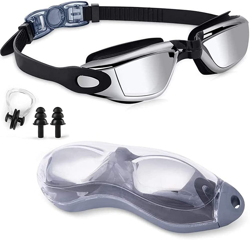 Swim Goggles, Swimming Goggles No Leaking anti Fog Adult Men Women Youth Sporting Goods > Outdoor Recreation > Boating & Water Sports > Swimming > Swim Goggles & Masks FUNDASTIC Bright Silver  