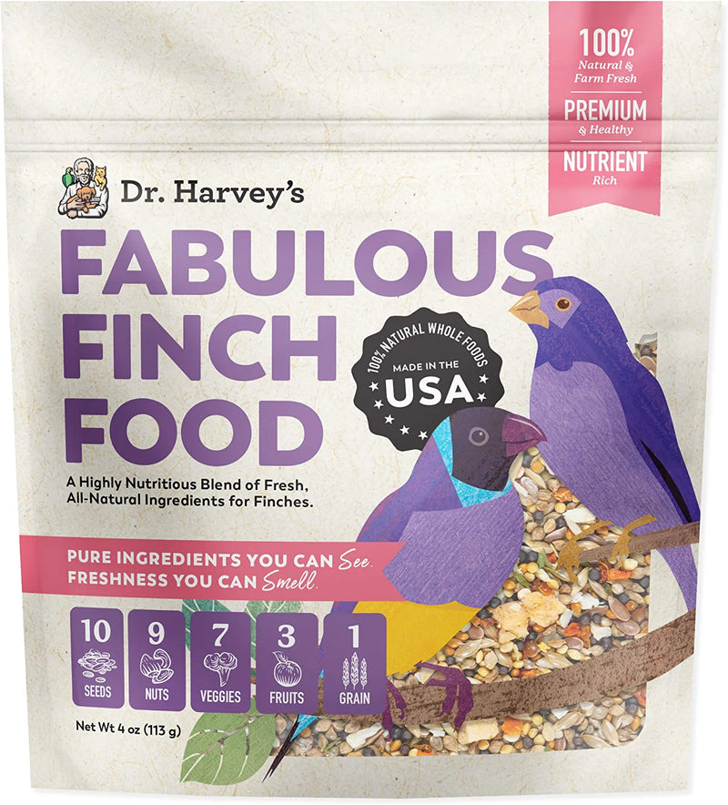 Dr. Harvey'S Fabulous Finch Food, All Natural Food for Finches (4 Pounds) Animals & Pet Supplies > Pet Supplies > Bird Supplies > Bird Food Healthy Formulations Inc Trial Size (4 Oz)  