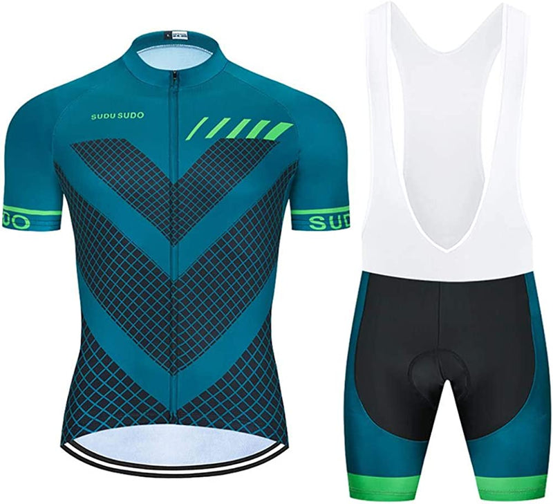 MOXILYN Men'S Cycling Jersey Bike Clothing Set Full Zipper Breathable Quick-Dry Shirt + Cycling Bibs with 20D Padded Sporting Goods > Outdoor Recreation > Cycling > Cycling Apparel & Accessories MOXILYN D4s XX-Large 