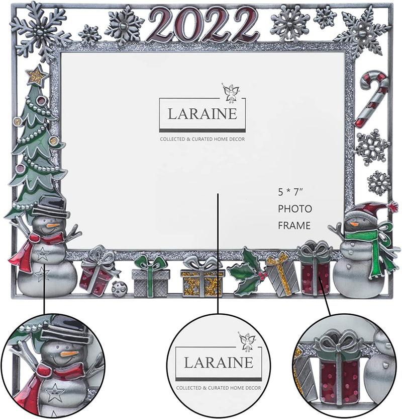 LARAINE Picture Photo Frame 5X7 Metal 2022 Christmas High Definition Glass Display Pictures for Tabletop Home Decorative Holiday Gift (Gray(2022)) Home & Garden > Decor > Picture Frames LARAINE   