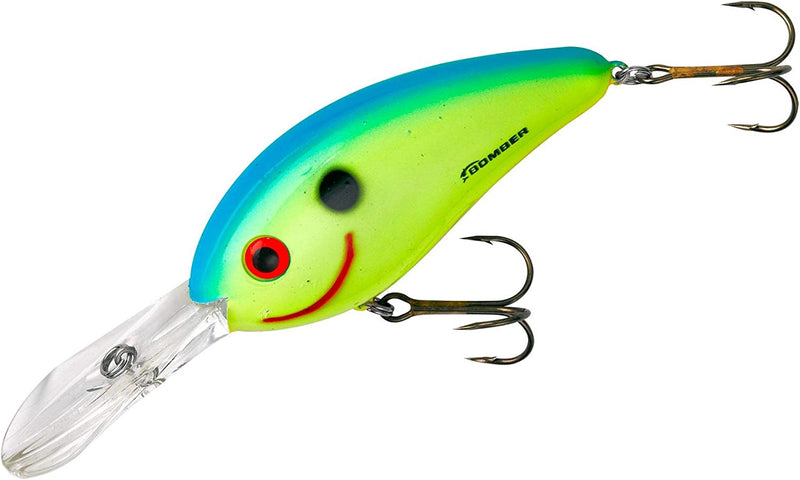 Bomber Lures Fat Free Shad Crankbait Bass Fishing Lure Sporting Goods > Outdoor Recreation > Fishing > Fishing Tackle > Fishing Baits & Lures Pradco Outdoor Brands Chartreuse Blues 3", 3/4 oz 