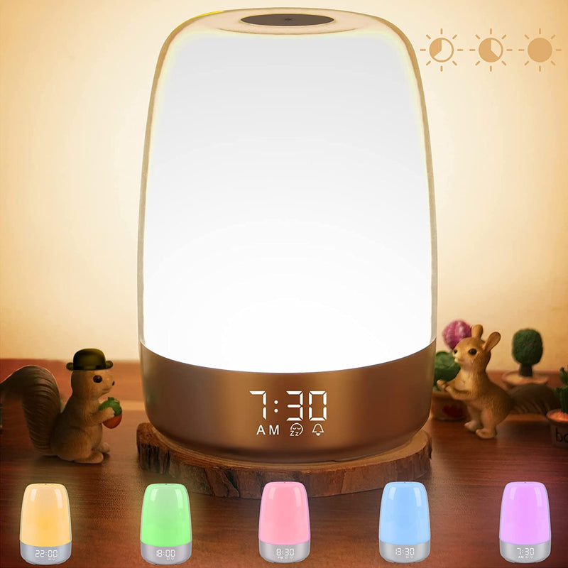 Touch Wake up Night Light with Alarm Clock , Vicsoon Dimmable Warm White Small Bedside Lamp with Sleep Aid Snooze Timer, RGB Color Ambient Nightstand Night, for Kids,Bedroom, Breastfeeding Home & Garden > Lighting > Night Lights & Ambient Lighting Vicsoon Modern  