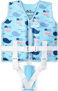 Moko Kids Toddler Swim Vest, Colorful Cartoon Children Swimming Vest Learn to Swim Watersports Equipment Beach Pool Floats Buckle Swimwear with Pockets Adjustable Straps for Kids