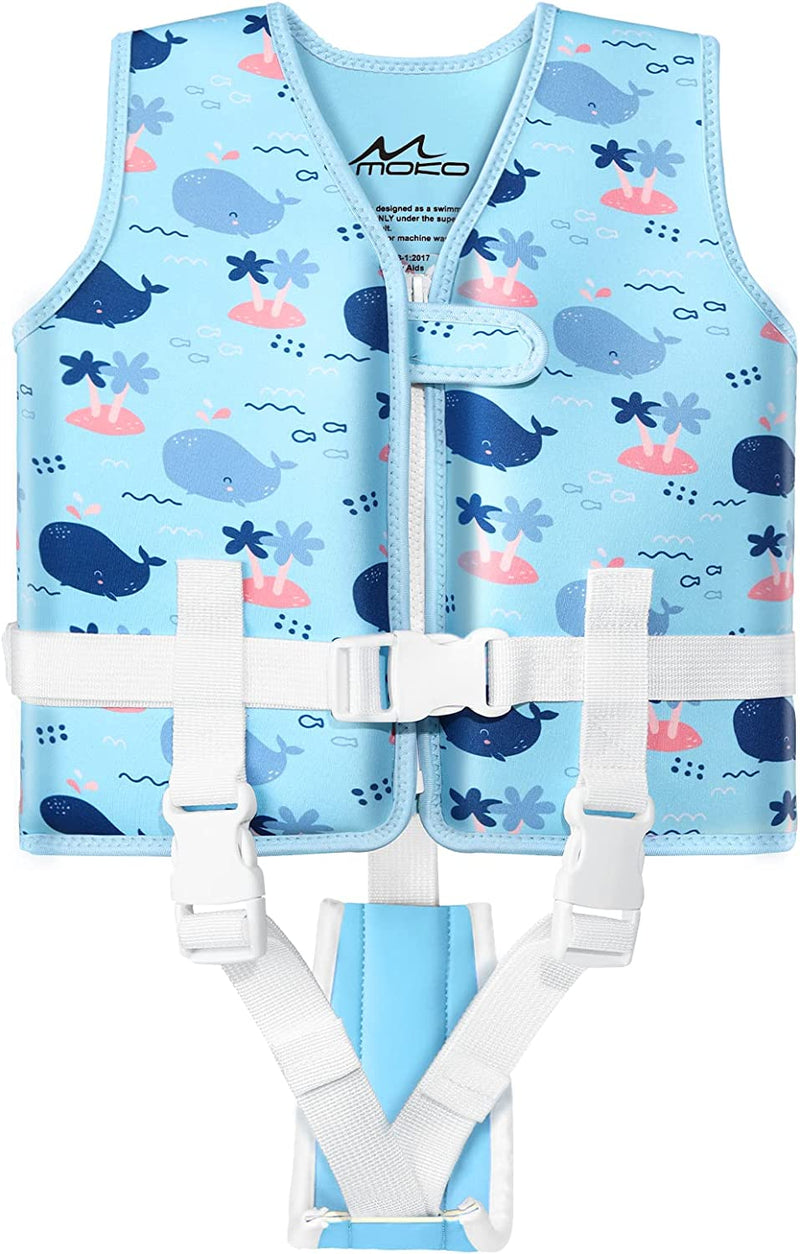 Moko Kids Toddler Swim Vest, Colorful Cartoon Children Swimming Vest Learn to Swim Watersports Equipment Beach Pool Floats Buckle Swimwear with Pockets Adjustable Straps for Kids Sporting Goods > Outdoor Recreation > Boating & Water Sports > Swimming MoKo Blue Whale  