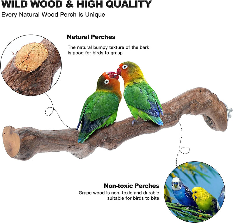COUNER Bird Parrot Perch Stand Natural Wild Grape Stick Bird Play Stand Bird Toys Grinding Paw Cage Accessories for Cockatiels Budgie Parakeets Conures Love Birds Finches Animals & Pet Supplies > Pet Supplies > Bird Supplies COUNER   