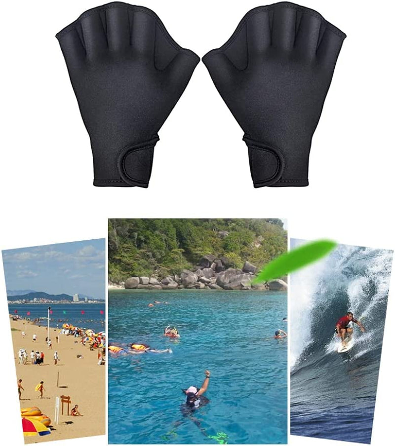 Aquatic Gloves Swimming Training Webbed Swim Gloves for Men Women Adult Children Aquatic Fitness Water Resistance Training Black S. Sporting Goods > Outdoor Recreation > Boating & Water Sports > Swimming > Swim Gloves Beito   