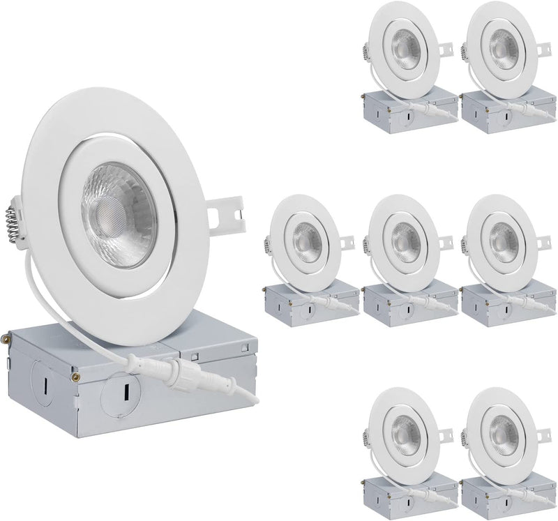 QPLUS 4 Inch Ultra-Thin Adjustable Eyeball Gimbal LED Recessed Lighting with Junction Box/Canless Downlight, 10 Watts, 750Lm, Dimmable, Energy Star and ETL Listed (5000K Day Light, 12 Pack) Home & Garden > Lighting > Flood & Spot Lights QPLUS 5000K Day Light 8 Pack 