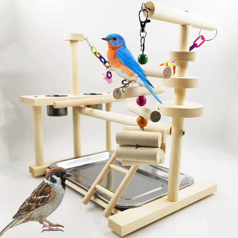 UGPLM Bird Perches Nest Play Stand Gym Parrot Playground Playstand Swing Wood Climb Ladders Wooden Conures Parakeet Macaw Animals & Pet Supplies > Pet Supplies > Bird Supplies UGPLM   