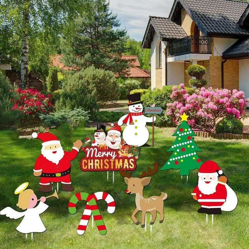 Christmas Yard Signs Set of 8 - Christmas Decorations Outdoor Yard with Stakes and Santa Claus, Snowman,Gingerbread Man, Christmas Tree, Letter Plate Xmas Decor for Winter, Holiday and Home Home & Garden > Decor > Seasonal & Holiday Decorations& Garden > Decor > Seasonal & Holiday Decorations Skylight   