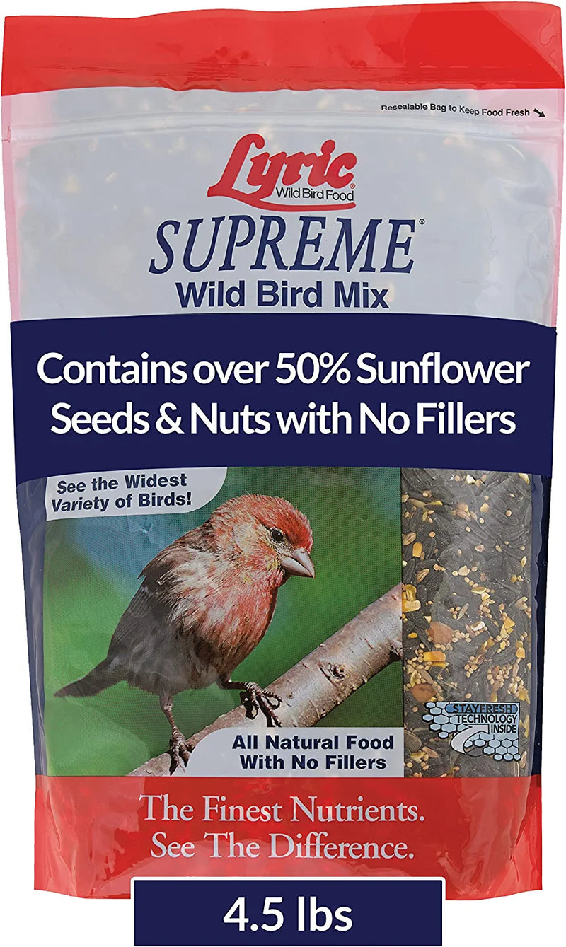 Lyric Supreme Wild Bird Seed, Wild Bird Food Mix with Nuts and Sunflower Seeds, 40 Lb. Bag Animals & Pet Supplies > Pet Supplies > Bird Supplies > Bird Food Lebanon Seaboard Corporation Bird Food 4.5 lb. 