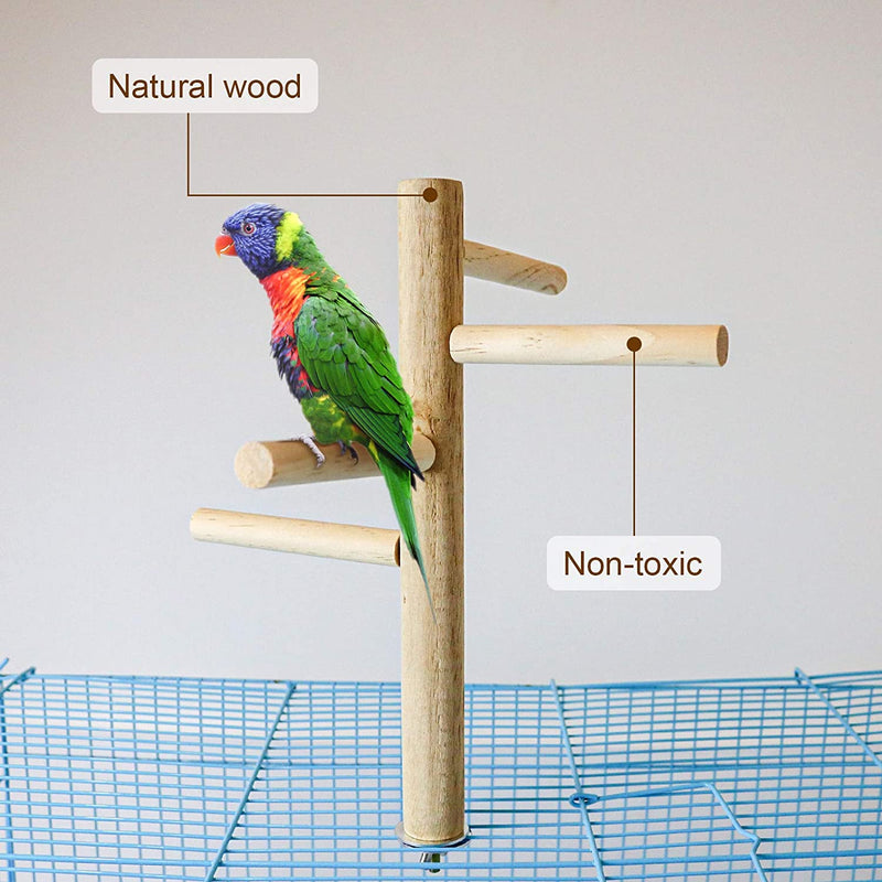2Pcs Bird Perch Nature Wood Top Wooden Branches Stand Toys in Bird Cage for 3 or 4 Small Medium Parrots,Budgies,Parakeet,Cockatiels,Conure,Lovebirds
