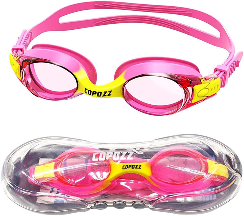 COPOZZ Kids Swimming Goggles, Toddler Swim Goggles No Leaking anti Fog for Boys Girls(Age 3-12) Sporting Goods > Outdoor Recreation > Boating & Water Sports > Swimming > Swim Goggles & Masks COPOZZ A-k1 Hot Pink  