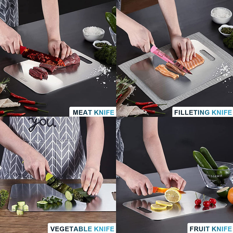 Numola Colorful Kitchen Knife Set with Gift Box, Stainless Steel Chef Knife Set with Ergonomic Handle, 6 Piece Colored Cooking Knives with Landscape Coating Gifts for Couple Chefs