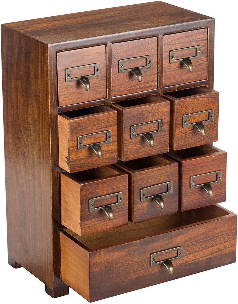 Primo Supply Traditional Solid Wood Small Chinese Medicine Cabinet L Vintage and Retro Look with Great Storage Apothecary Drawer Herbal Dresser L Great for Modern Gear | Wide - NO Assembly Required Home & Garden > Household Supplies > Storage & Organization Primo Supply Tall - 10.8" x 15" x 5.7"  