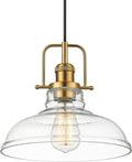 FEMILA Vintage Pendant Lighting, Farmhouse Schoolhouse Hanging Light Fixture with Adjustable Height, Clear Glass Shade, Oil Rubbed Bronze Finish, 4FY09-MP ORB Home & Garden > Lighting > Lighting Fixtures FEMILA Champagne Bronze  