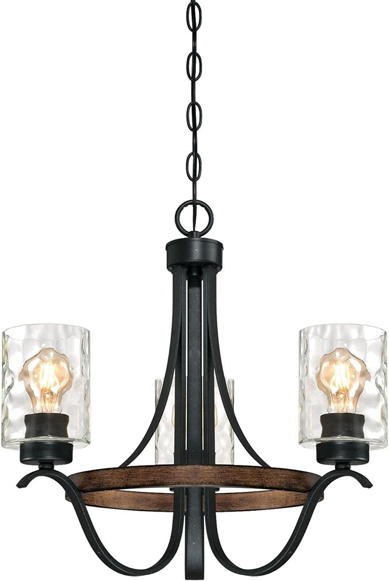 Westinghouse Lighting 6331900 Barnwell Five-Light Indoor Chandelier, Textured Iron and Barnwood Finish with Clear Hammered Glass Home & Garden > Lighting > Lighting Fixtures > Chandeliers Westinghouse Lighting Iron & Barnwood Chandelier (3-light) 
