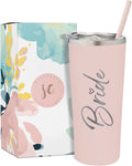 Sassycups Bride Tumbler Cup | Vacuum Insulated Stainless Steel Drink Cup with Straw for Bride to Be | Engagement Glass | Newly Engaged Travel Mug | Future Mrs Bachelorette Cup (22 Ounce, White) Home & Garden > Kitchen & Dining > Tableware > Drinkware BitzyPop Engraved  