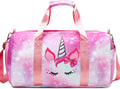 Girls Dance Duffle Bag，Gymnastics Sports Bag for Girls, Kids Small Overnight Weekender Carry on Travel Bag with Shoe Compartment and Wet Pocket Panda Home & Garden > Household Supplies > Storage & Organization Octsky 02-Pink Unicorn  