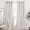 NICETOWN Nursery Curtains for Kids, Farmhouse Blackout Curtain Panels for Bedroom, Double Layer Star Hollow-Out Grommet Aesthetic Living Room Toddler Window Curtains, 2 Pcs, W52 X L84, Biscotti Beige