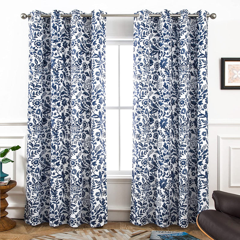 Driftaway Julia Watercolor Blackout Room Darkening Grommet Lined Thermal Insulated Energy Saving Window Curtains 2 Layers 2 Panels Each Size 52 Inch by 84 Inch Blush Home & Garden > Decor > Window Treatments > Curtains & Drapes DriftAway Navy 52'' x 84'' 