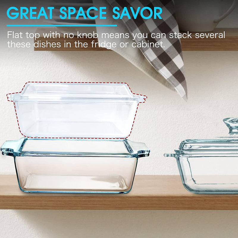 Mini-1 QT Rectangular Glass Casserole Dish with Glass Lid, (Single Serving) Glass Bakeware with Lid Glass Microwave Casserole Dish Lidded Small Casserole Dish Home & Garden > Kitchen & Dining > Cookware & Bakeware NUTRIUPS   