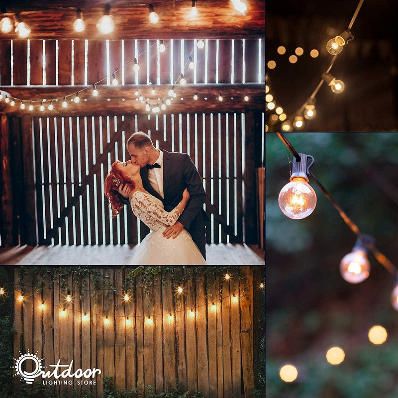 50Ft Black String Lights, 60 G40 Globe Bulbs (10 Extra), Connectable, Waterproof, Indoor-Outdoor Globe String Lights for Patios, Parties, Weddings, Backyards, Porches, Gazebos, Pergolas and More Home & Garden > Lighting > Light Ropes & Strings Outdoor Lighting Store   
