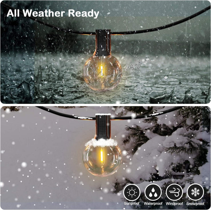 50FT LED G40 Globe String Lights, Shatterproof Outdoor Patio String Lights with 50+2 Dimmable Edison Bulbs, 50 Backyard Hanging Lights, Bistro Light Waterproof for Balcony Party Wedding Market Cafe