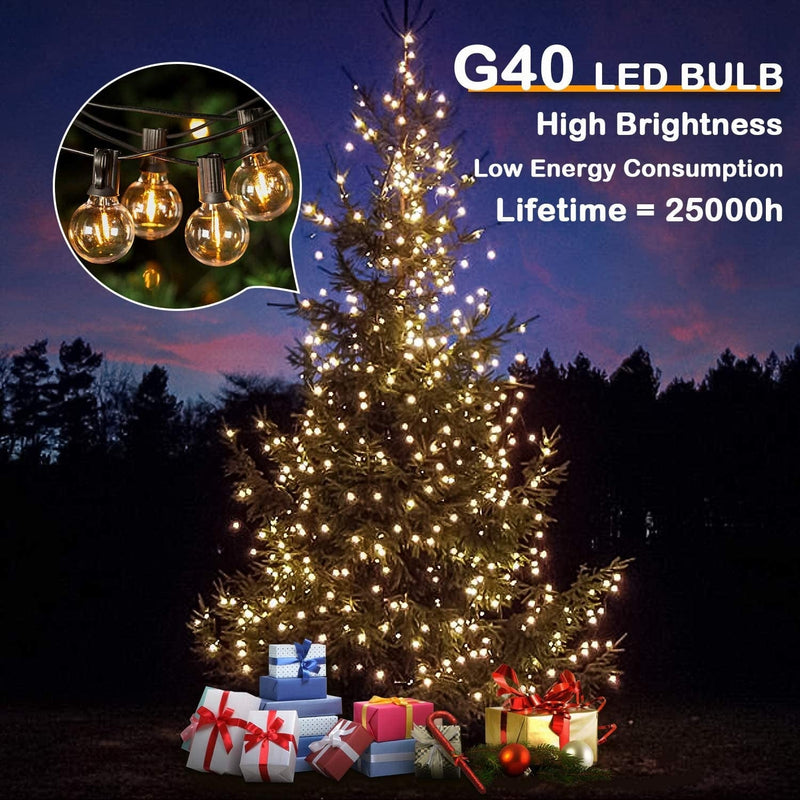 50FT LED G40 Globe String Lights, Shatterproof Outdoor Patio String Lights with 50+2 Dimmable Edison Bulbs, 50 Backyard Hanging Lights, Bistro Light Waterproof for Balcony Party Wedding Market Cafe Home & Garden > Lighting > Light Ropes & Strings VerRon   