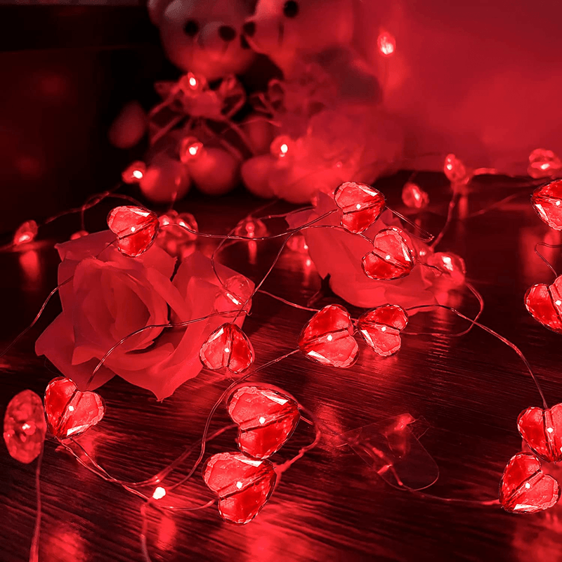 50LED 3D Crystal Heart Valentine String Lights for Valentine Day Decorations, 8 Modes Battery Operated Valentine String Lights for Valentine Party, Wedding Anniversary, Princess Girls Bedroom Decor Home & Garden > Decor > Seasonal & Holiday Decorations Ohwewant   