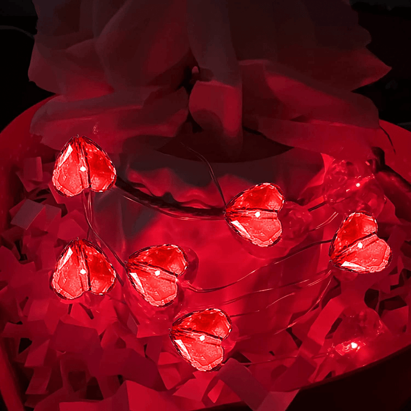 50LED 3D Crystal Heart Valentine String Lights for Valentine Day Decorations, 8 Modes Battery Operated Valentine String Lights for Valentine Party, Wedding Anniversary, Princess Girls Bedroom Decor Home & Garden > Decor > Seasonal & Holiday Decorations Ohwewant   
