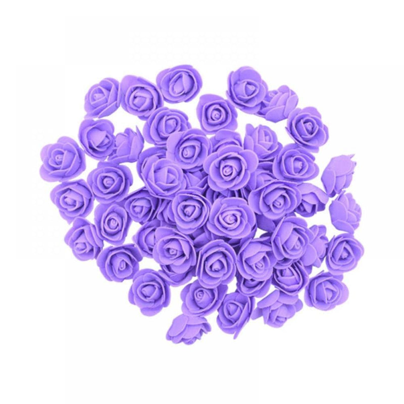 50PCS Foam Rose Artificial Flowers Party Decor for Wedding Table, Teddy Bear DIY Craft, Valentines Day Gift Home & Garden > Decor > Seasonal & Holiday Decorations Litterychu Purple  