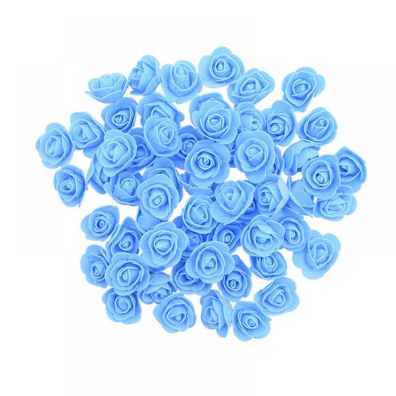 50PCS Foam Rose Artificial Flowers Party Decor for Wedding Table, Teddy Bear DIY Craft, Valentines Day Gift Home & Garden > Decor > Seasonal & Holiday Decorations Litterychu Blue  