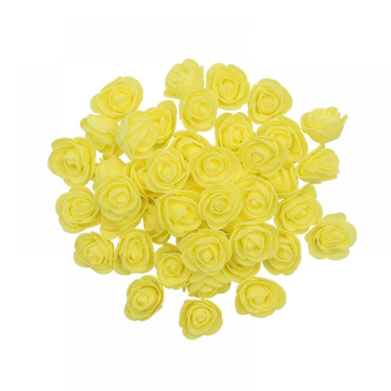 50PCS Foam Rose Artificial Flowers Party Decor for Wedding Table, Teddy Bear DIY Craft, Valentines Day Gift Home & Garden > Decor > Seasonal & Holiday Decorations Litterychu Yellow  