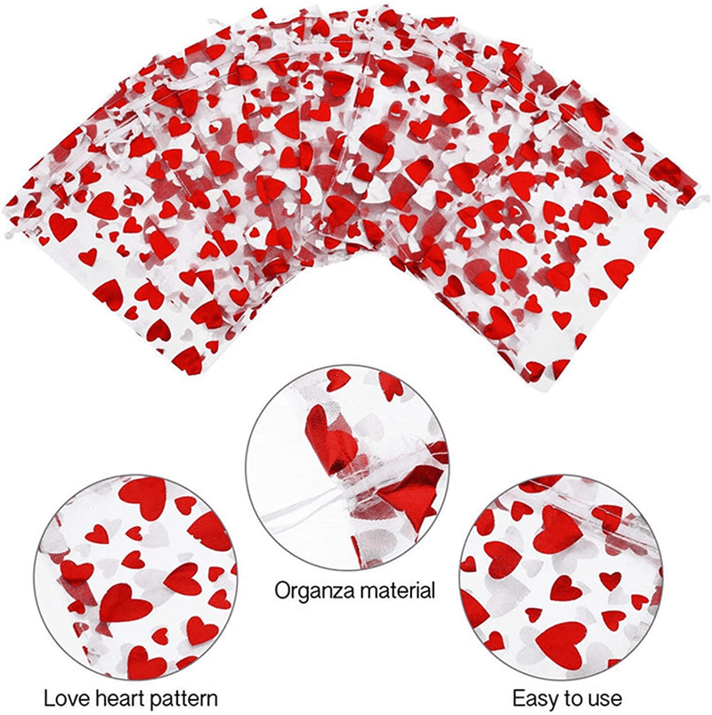 50Pcs Valentine'S Day Love Candy Gift Bags Heart Wedding Gift Jewelry Packaging Pouch Drawstring Bags for Wedding Festival Party Supply Home & Garden > Decor > Seasonal & Holiday Decorations Dolkoic   