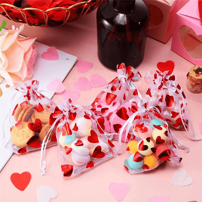 50Pcs Valentine'S Day Love Candy Gift Bags Heart Wedding Gift Jewelry Packaging Pouch Drawstring Bags for Wedding Festival Party Supply Home & Garden > Decor > Seasonal & Holiday Decorations Dolkoic   