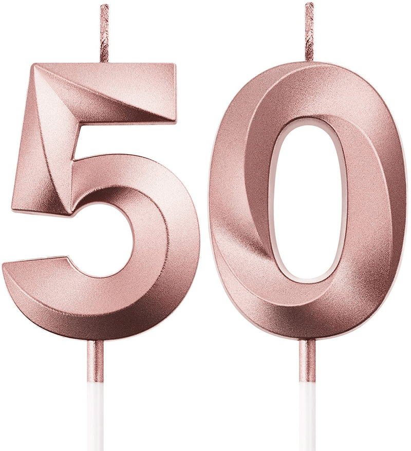 50th Birthday Candles Cake Numeral Candles Happy Birthday Cake Topper Decoration for Birthday Party Wedding Anniversary Celebration Supplies (Black) Home & Garden > Decor > Home Fragrances > Candles BBTO Rose Gold  